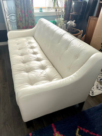 Genuine Cream Leather Sofa 