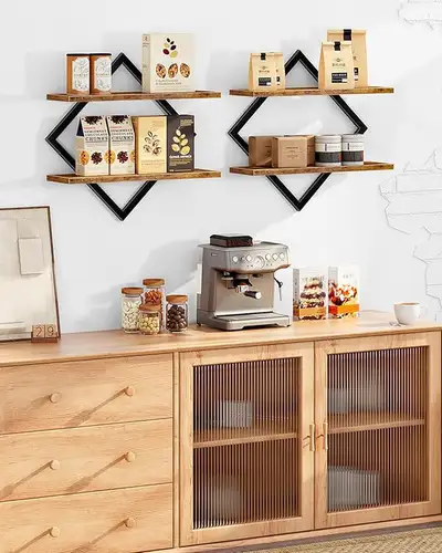 Set of 2 Wall Shelves, Rustic Brown, View more