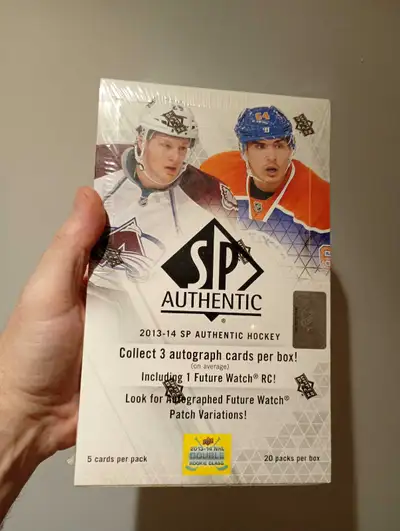 SP Authentic Hockey box, new sealed 2013-14 a treasure trove for collectors seeking autograph cards,...