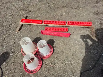 I'm selling chicken feeders and waterers and heat lamps perfect for starting or expanding your poult...