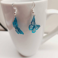 Aqua Blue Butterfly Earrings 