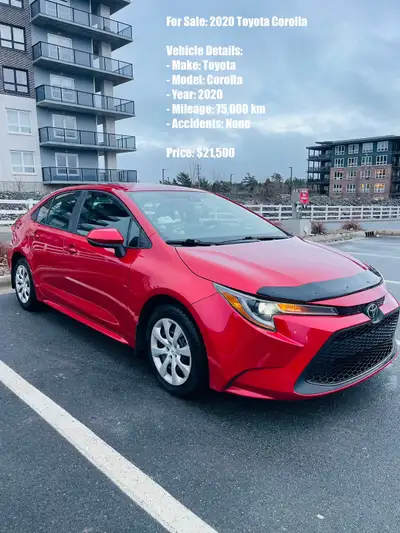 2020 Toyota Corolla – Red – 75,000 km – No Accidents • 75,000 km • No accidents • Clean inside & out...