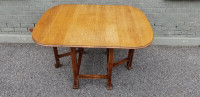 Antique arts crafts oak gate leg dining table drop leafs c1910s