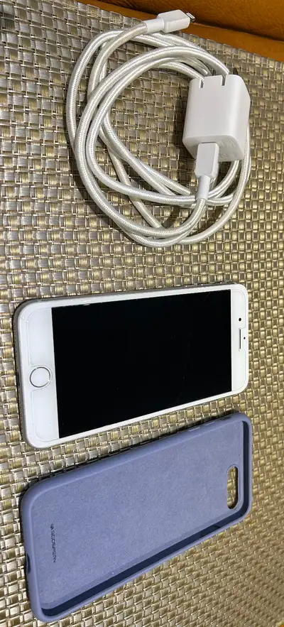 iPhone 8 Plus, 64 GB, Silver, unlocked, compatible charger, case, View more