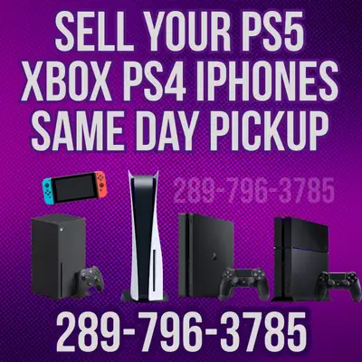 We offer same day pickup for your new, used or broken video games systems including PS4, PS5, XBOX,...