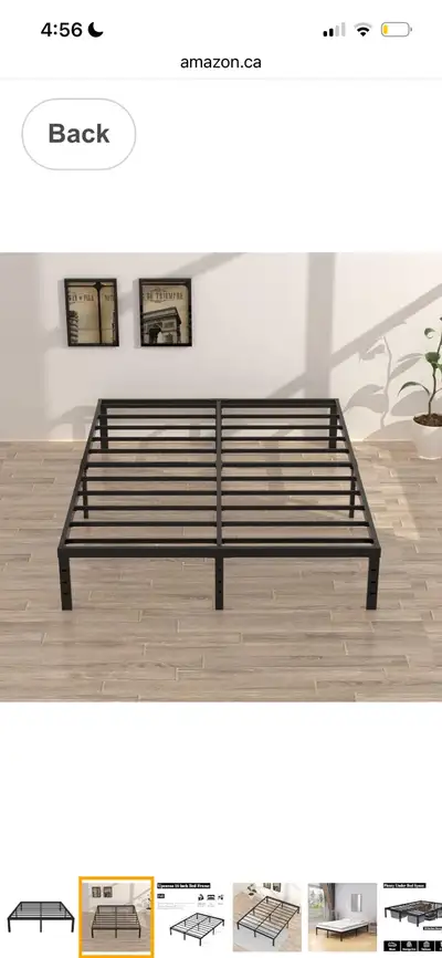 Double Bed: black metal bed frame and mattress , View more
