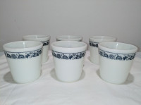 6 Pyrex Old Town Blue Onion Coffee Mugs Cups Milk Glass Corning