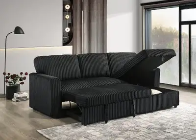 Corduroy Black Sectional Sofa Bed, View more