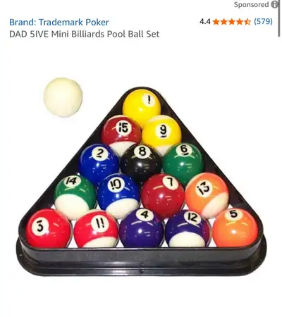 16Pcs Mini Billiard Balls Set, Small Tabletop Pool Table Balls with Triangle Ball Rack, Resin Pool B...