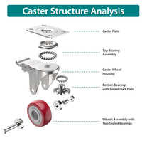 Heavy Duty Plate Casters Swivel Caster Wheels with Safety Total