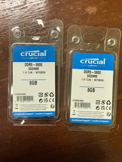 16gb 2x8 CRUCIAL DDR5 5600 SODIMM RAM, View more