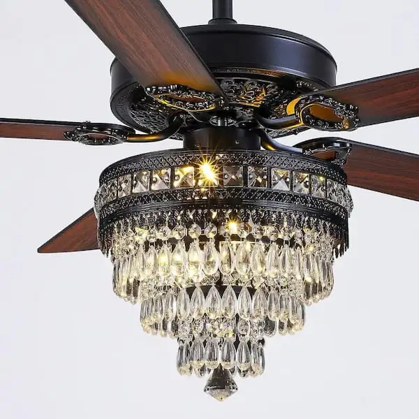 52 in. Indoor Crystal Chandelier Black Ceiling Fan Fandelier wit in Indoor Lighting & Fans in Markham / York Region - Image 9