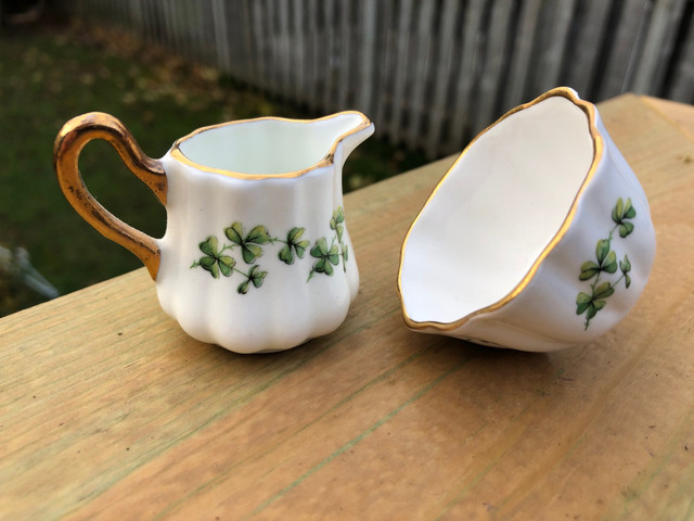 Miniature Bone China Shamrock Pitcher & Bowl by Sandford of Engl in Arts & Collectibles in Kitchener / Waterloo
