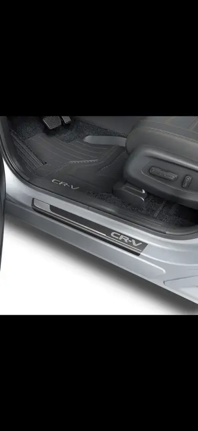 Door Sill Protection Film provides paint scuff protection! 4-piece black thermoformed PVC with silve...