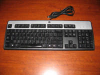 HP KU-0316 USB Wired Keyboard 104 Keys Black and Silver