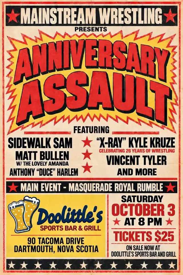Live PRO WRESTLING in-person at Doolittle's!