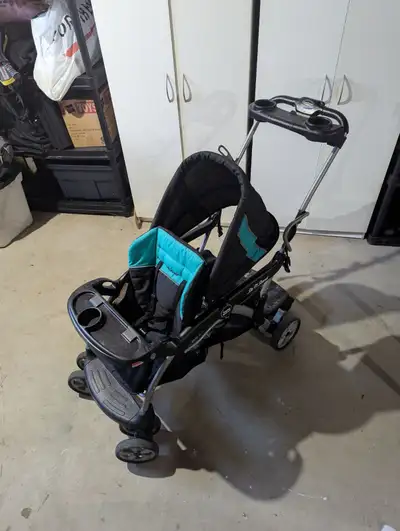 Sit n stand double stroller with toddler board, View more