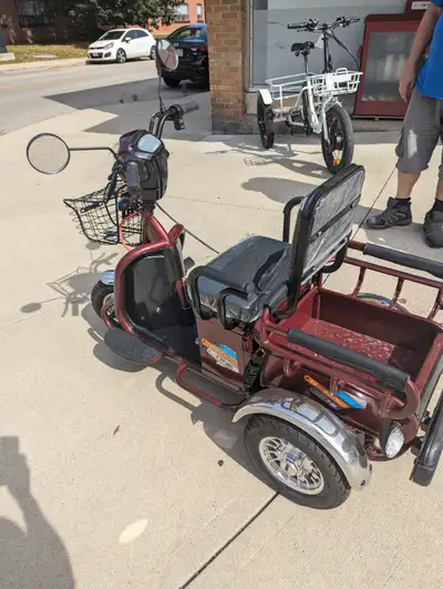 Eglobal three-wheel scooter 48v-20ah battery comes with charger two helmets and a cargo carrier to t...