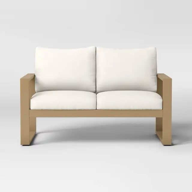 Esker Recycled Resin Outdoor Patio Loveseat Brown - Threshold