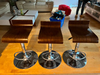 4 Adjustable height swivel bar stools for sale