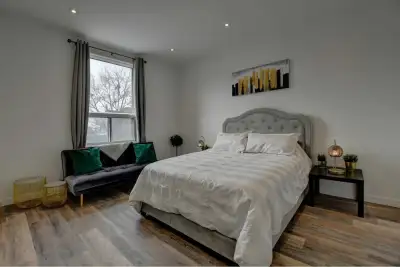 The master bedroom is open in a four bedroom apartment right across from Little Italy Park, and on t...