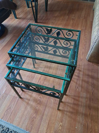 Stacking glass top coffee tables (3)