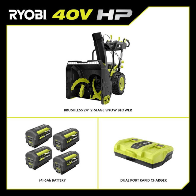 RYOBI 40V HP 24-inch Brushless 2-Stage Electric Snow Blower Kit in Snowblowers in Barrie - Image 4
