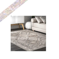 Becca Vintage Tile Area Rug, 3'x5', Grey