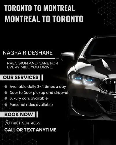 rideshare Toronto to Montreal ride share, View more