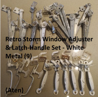 Retro Storm Window Adjuster & Latch-Handle Set - White Metal (9)