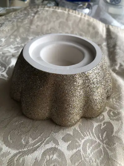 Beautiful gold glitter short candleholder, View more
