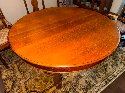 Antique (c.1920) Solid Oak Dining Room Set, View more