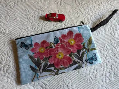 Floral zippered bag, good for pencil case or make up bag., View more