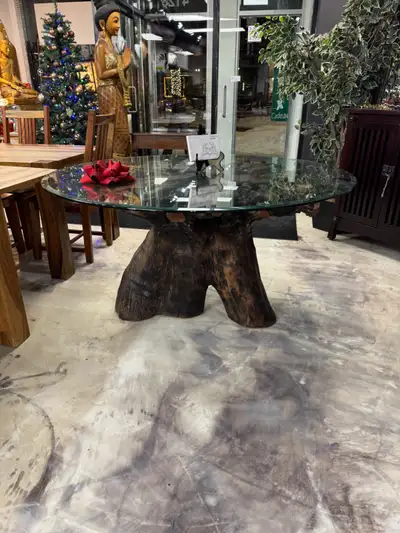 Table de conférence ou familiale, table ronde 60'' souche litchi, View more
