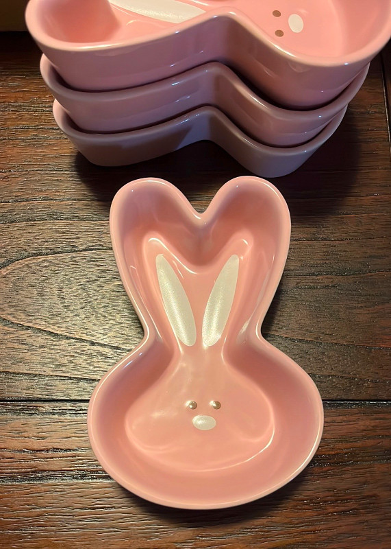 4 New Bunny Dishes Pink Easter Rabbits For Baking For Sale in Kitchen & Dining Wares in Oakville / Halton Region - Image 2