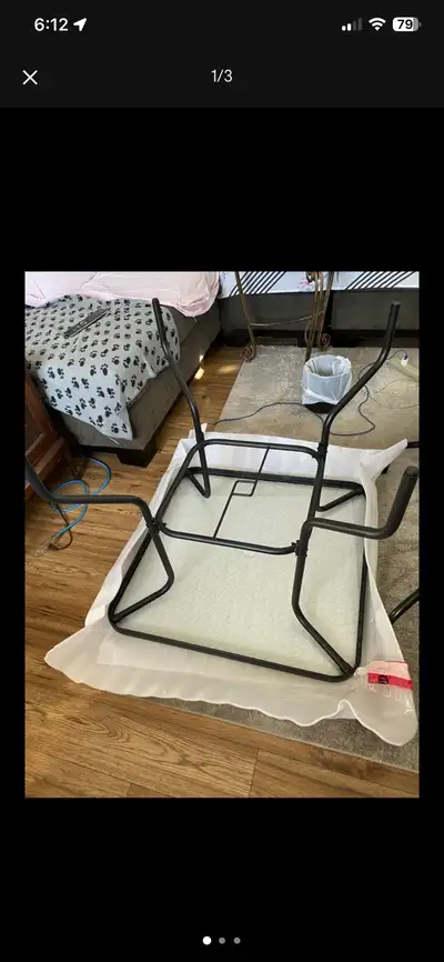 Patio table brand new already, assembled pressure, glass, black, View more