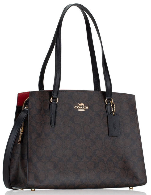 COACH TATUM CARRYALL IN SIGNATURE TOWN TOTE IN BROWN BLACK NWT in Women's - Bags & Wallets in Gatineau - Image 4