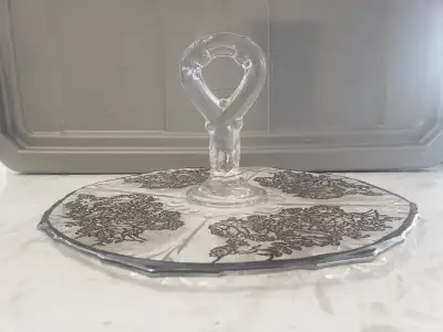 SILVER OVERLAY CAKE SERVER for sale. Approximately 11 inches long and handle around 5 inches high. G...