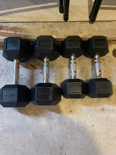 30 pound, 20 pound rubber dumbbells , View more