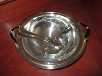 Salad Bowl and Serving 3 pces SS With Gold And Black Trim