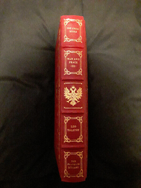 War & Peace by Leo Tolstoy. Leather Bound, 22k gold, silk moire in Fiction in Ottawa - Image 3
