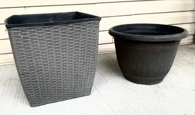 Two Black Planters / Pots, View more