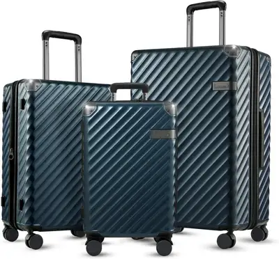 LUGGEX 3 Piece Hard Shell Luggage Set Polycarbonate, Blue Navy (1397) $200 Set of 3 Still in box A Z...