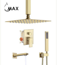 MAX Faucets Brushed Gold Ceiling Tub Shower System Three ways