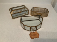 3 JEWELRY BOXES - Glass with Lids