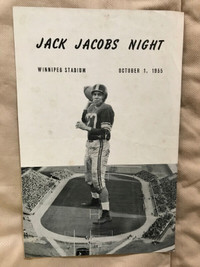 Pamphlet from 1955 Jack Jacobs Night Winnipeg Blue Bombers