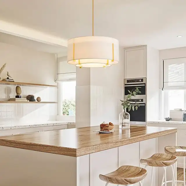 SHRINE LIGHTING DRUM CHANDELIER- 19" - WHITE\GOLD  in Indoor Lighting & Fans in Barrie - Image 8