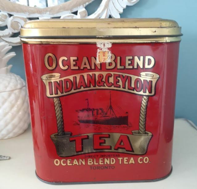 雑貨 インテリア Ocean Blend Indian and Ceylon Tea Tin  ティン缶 ビンテージ Vintage Ocean Blend Indian & Ceylon Red Tea Tin Litho