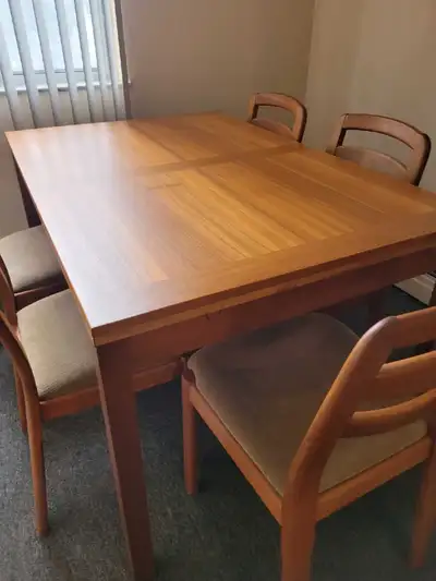 Teak dining table with 6 chairs , View more