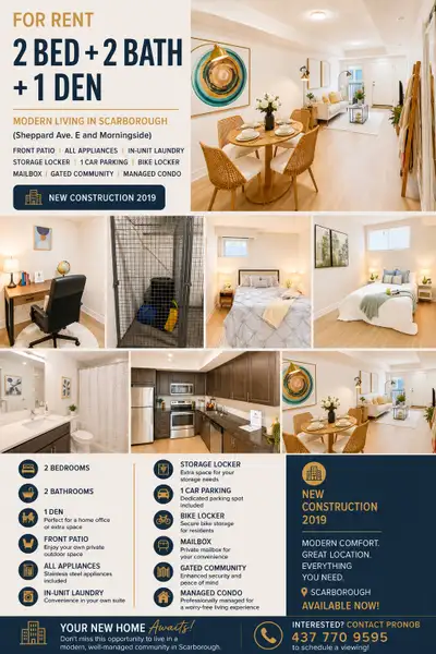 This modern 2-bedroom, 2-bathroom apartment with an additional den offers comfortable living space i...